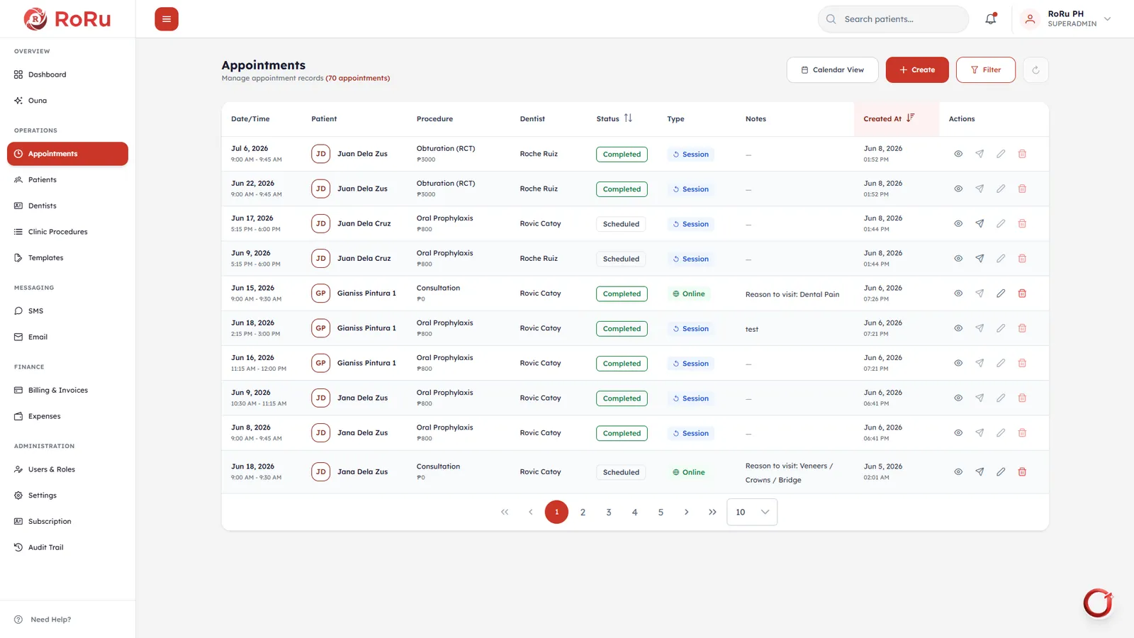 Appointments screenshot